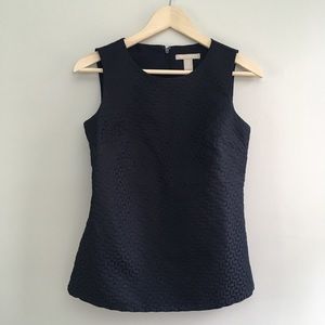 Banana Republic Navy Textile Brocade Shell Tank
